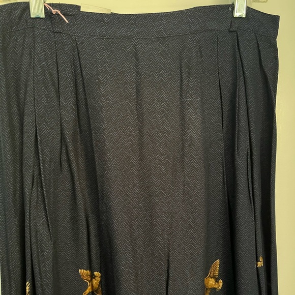 Whimsical Rayon Navy Blue Skirt with Hunting Dog Print 32” Waist - Picture 3 of 8
